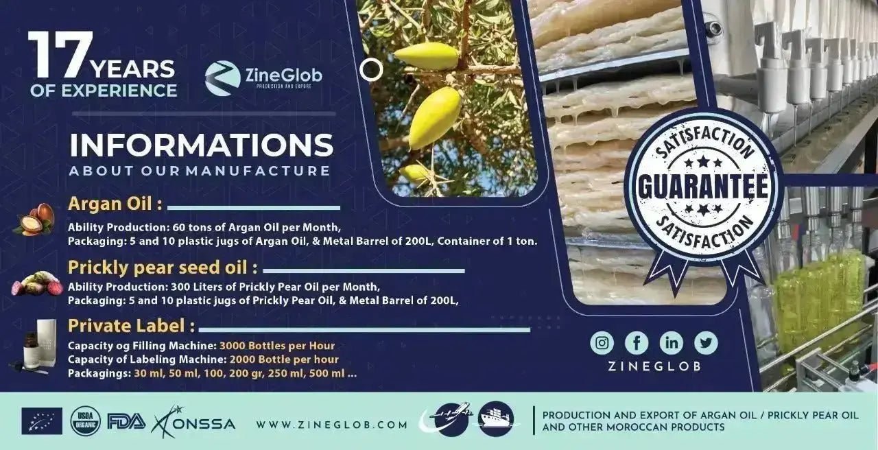 Argan Oil Supplier information - ZINEGLOB | First producer of Organic Moroccan Argan oil