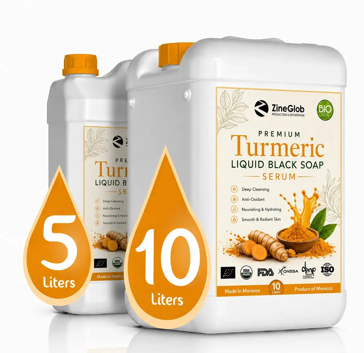 ZINEGLOB | First producer of Organic Moroccan Argan oil Premium Turmeric Liquid Black Soap