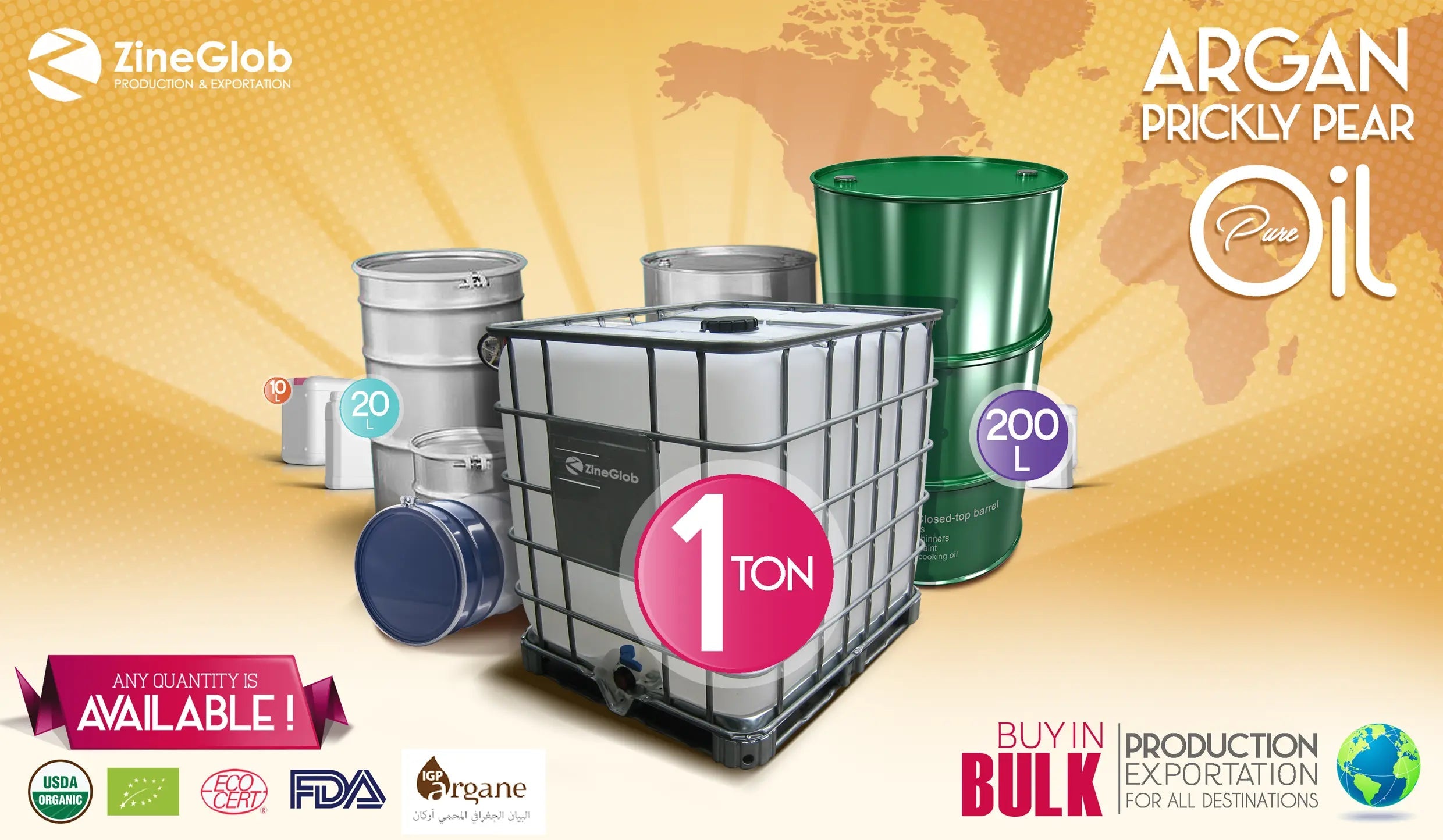 Buy Organic Argan Oil & Prickly Pear Seed Oil in Bulk