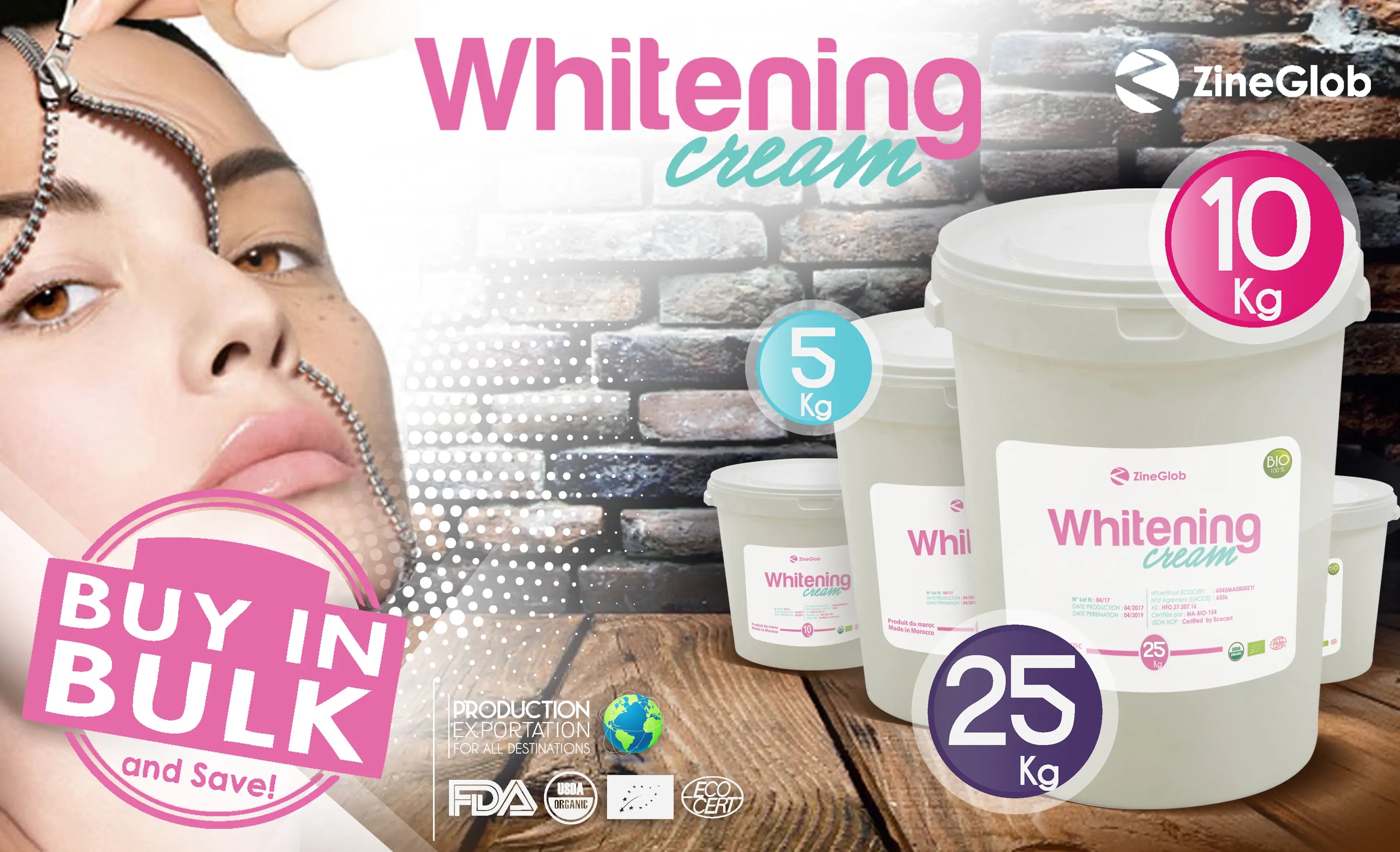 Whitening Cream -ZINEGLOB -ZINEGLOB -  ZINEGLOB | First producer of Organic Moroccan Argan oil