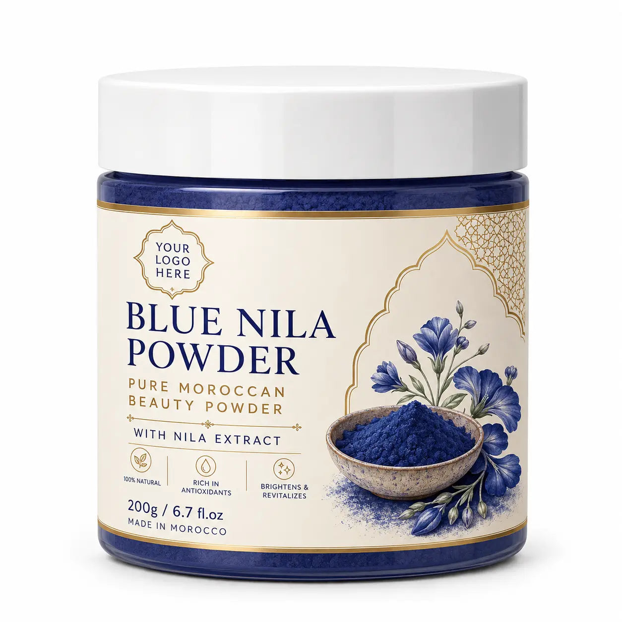 Pure Moroccan Blue Nila Powder Private Label | Zineglob  ZINEGLOB | First producer of Organic Moroccan Argan oil
