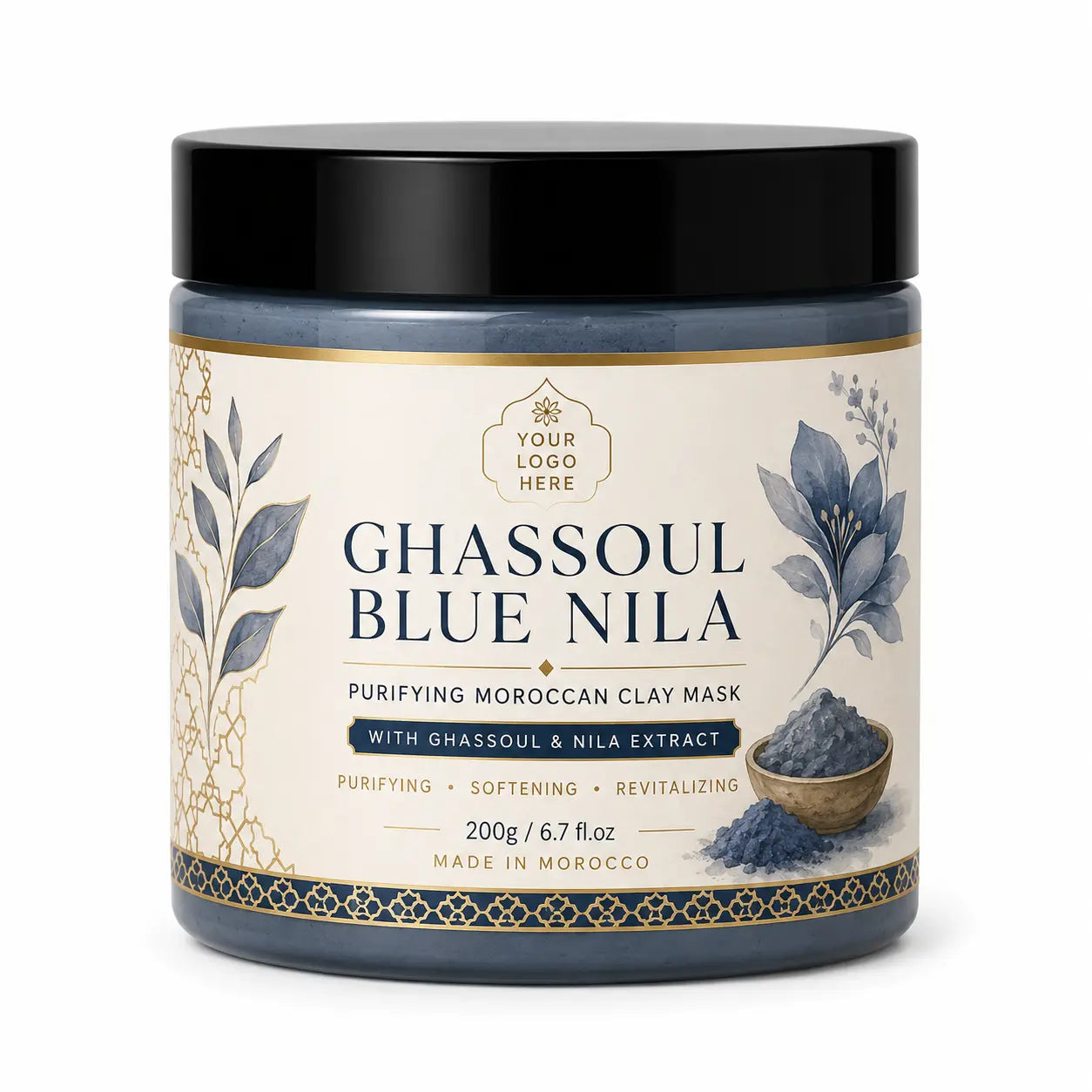 Organic Moroccan Ghassoul Blue Nila Private Label | Zineglob  ZINEGLOB | First producer of Organic Moroccan Argan oil