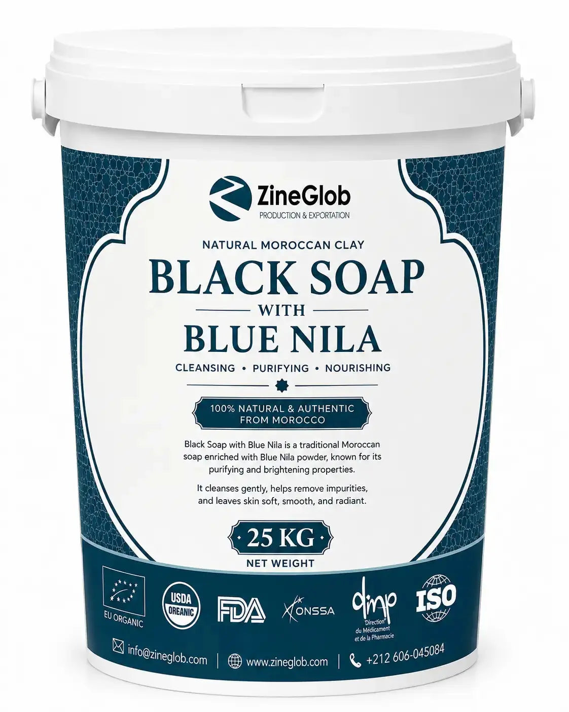 Black Soap with Blue Nila  ZINEGLOB | First producer of Organic Moroccan Argan oil