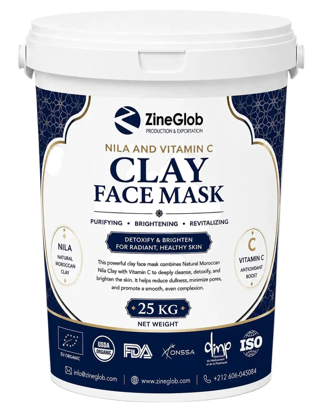 Bulk Nila & Vitamin C Clay Face Mask 25 KG Wholesale - Brightening Moroccan Clay Mask
