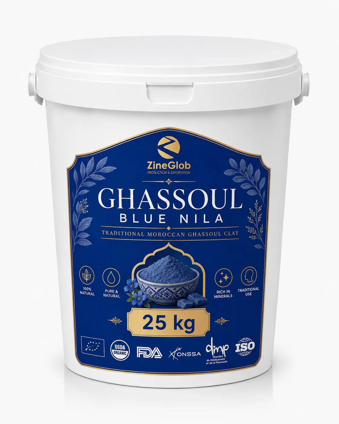  ZINEGLOB | First producer of Organic Moroccan Argan oil GHASSOUL BLUE NILA