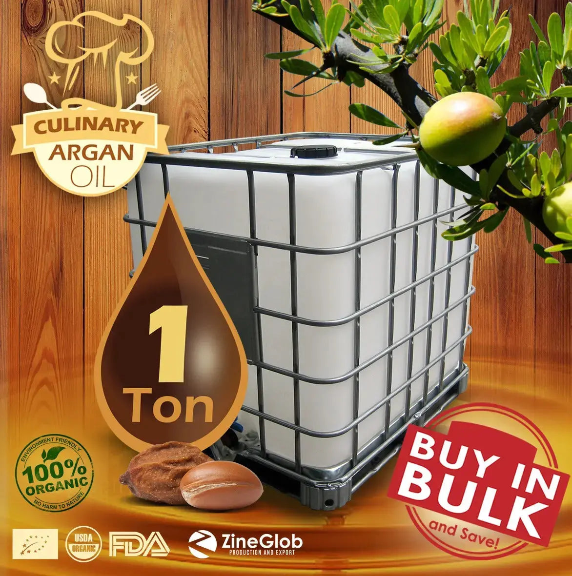 Argan Oil Products IN BULK PURE CULINARY ARGAN OIL (1TON)