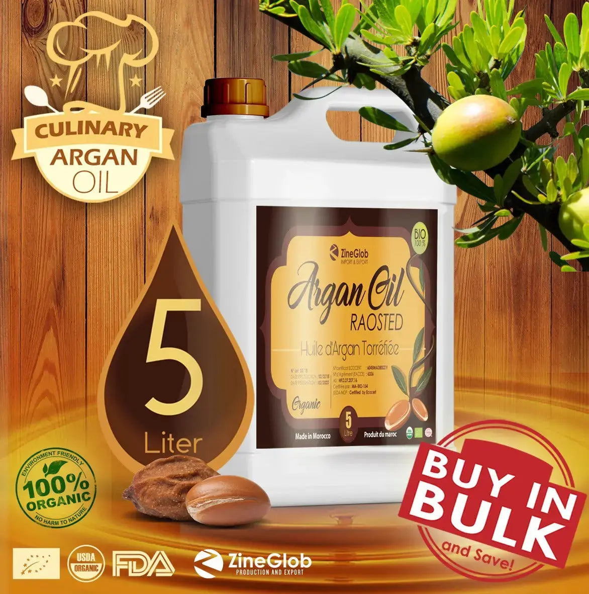 Argan Oil Products IN BULK PURE CULINARY ARGAN OIL (5Liters)